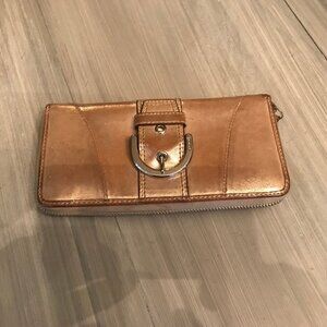 Ladies Coach Wallet Metallic Gold Color
